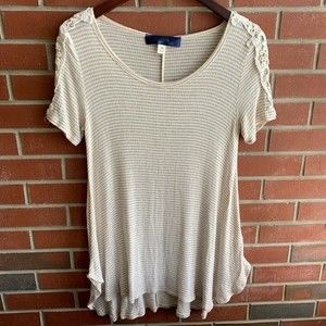 Blue Rain Embroidered Shoulder Tunic Top